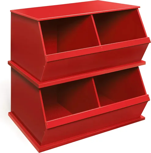 Vista 7 de Badger Basket Organizador apilable de almacenamiento de juguetes de dos cubos para niños, almacenamiento duradero en la habitación de los niños