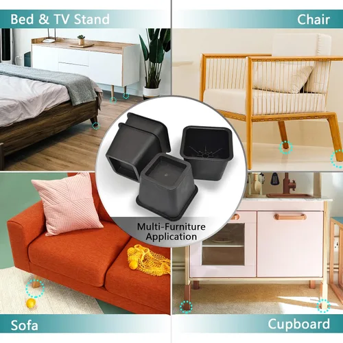 Vista 3 de HauSun Elevadores de cama de 3 pulgadas, marco de muebles cuadrado resistente para cama, sofá, silla, escritorio, sofá y litera, 4