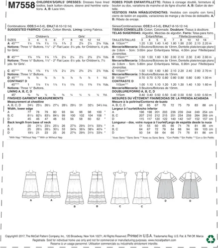Vista 2 de McCall's Patrones Niños/Niñas Sin Mangas y Mangas con Volantes Vestidos de Cintura Imperio