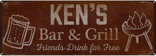 Vista 40 de Adam's Bar and Grill Friends Drink for Free, cartel de aluminio de 5.75 x 15.5 pulgadas, accesorios personalizados para bar y decoración de pared