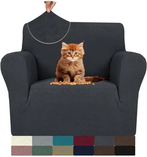 Vista 54 de MAXIJIN Funda elástica para silla con brazos, 1 pieza para sofá o silla de estar, funda antideslizante (31-46 pulgadas), protector de muebles que se
