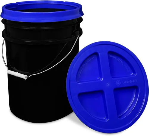 Vista 26 de ePackageSupply - Cubo de 5 galones, grado alimenticio, sin BPA, color negro y negro, 1 unidad Negro/Negro