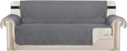 Vista 24 de H.VERSAILTEX Funda reversible para silla, protector de muebles antideslizante, resistente al agua, con correas elásticas de 2 pulgadas