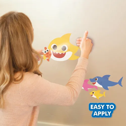 Vista 3 de Wall Palz Baby Shark Family - Juego de 8 calcomanías de pared de vinilo para decoración de baño, cuarto de bebé, dormitorio Baby Shark2