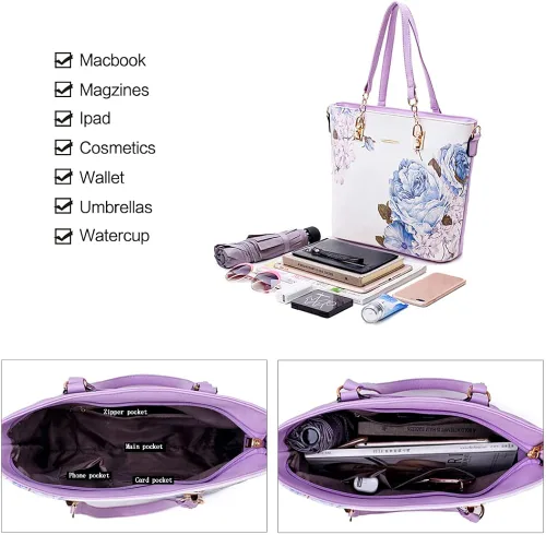 Vista 5 de 2E-youth Designer Purses and Handbags for Women Satchel Shoulder Bag Tote Top Handle Bag