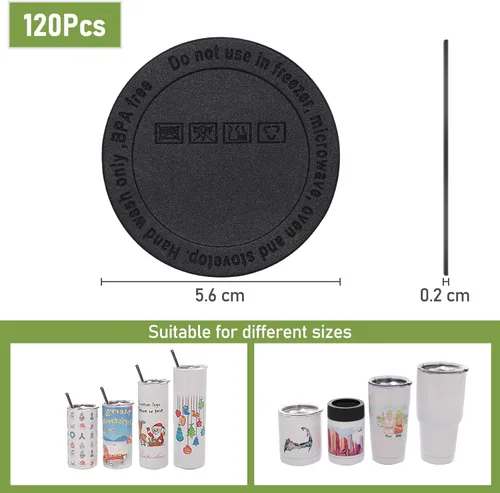 Vista 2 de HOYDATE Parte inferior de goma para vasos de sublimación, parte inferior protectora de silicona antideslizante con adhesivo para vasos delgados