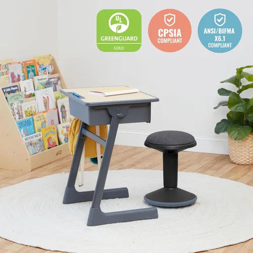 Vista 7 de ECR4Kids Taburete oscilante Sitwell con cojín, altura ajustable, asiento activo, negro
