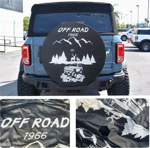 Vista 6 de Cubierta de neumático de repuesto de 35 pulgadas compatible con accesorios Ford Bronco 2021-2024 de 35 pulgadas (con cámara de respaldo) Wildtrak