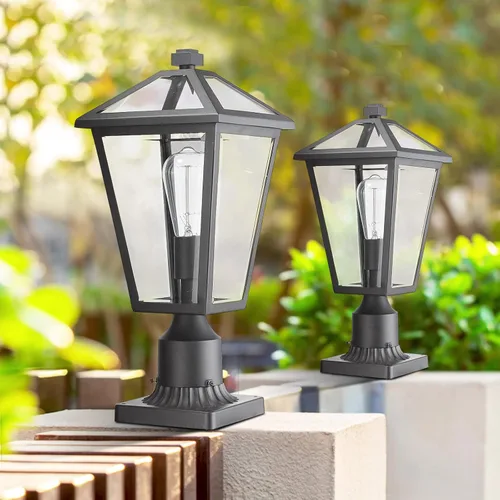 Vista 5 de Lámparas de Poste para Exteriores, Lámpara de Poste con Acabado Negro, Pilar de Aluminio Impermeable y Antioxidante, Iluminación Exterior