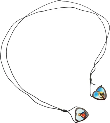 Vista 5 de Catholica Shop Escapularios de madera con cordón marrón con medallas Sagrado Corazón de Jesús y Nuestra Señora del Monte Carmelo. Escapularios