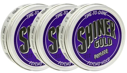 Vista 4 de Shiner Gold Psycho Hold Pomada Agarre extremo Alto brillo A base de agua Aroma de coco, 4 onzas