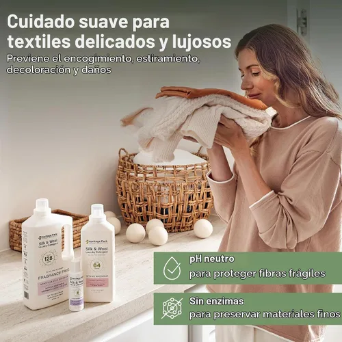 Vista 4 de Heritage Park - Detergente para ropa de seda y lana, sin fragancia, hipoalergénico, pH neutro, probado por dermatólogos, sensible a la piel, sin