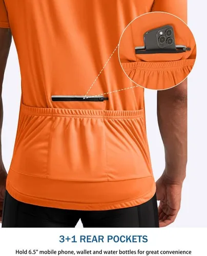 Vista 3 de Bikewa Men's Cycling Jersey Moisture Wicking Short Sleeve UPF Half Zip Bike Road Riding Biking Shirts for Men Zipper Pockets
