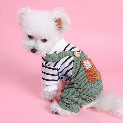 Vista 3 de Ropa para mascotas, overol clásico para perro, ropa para cachorros, overol con peto, pijamas de invierno de Navidad para perros, overol