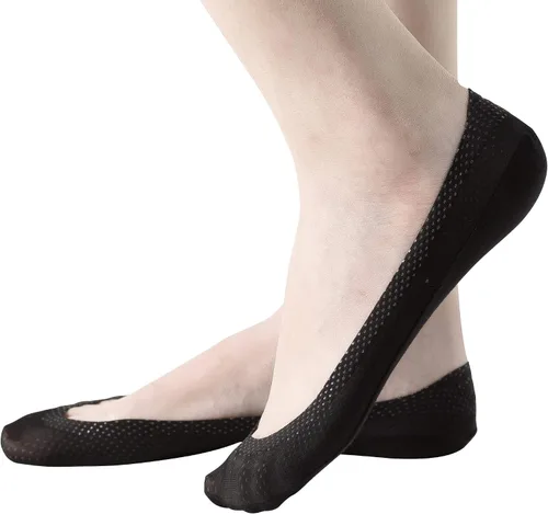 Vista 3 de 4 pares de calcetines invisibles de algodón y nailon para mujer, antideslizantes
