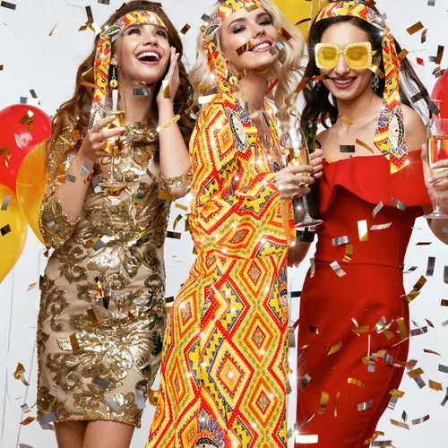 Vista 5 de 6 Pcs 70s Disco Costume Women Disco Costume Outfit, 70s Dance Dress Headband Disco Ball Earrings Necklace Bracelet Sunglasses