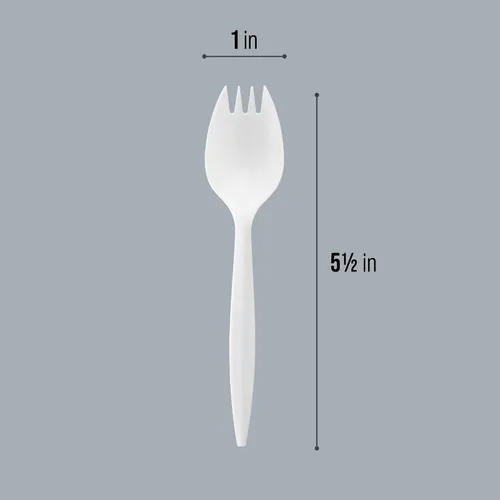 Vista 6 de Plasticpro Cutlery Plastic Sporks Medium Weight Disposable Silverware White (1000 Count) (Pack of 3)
