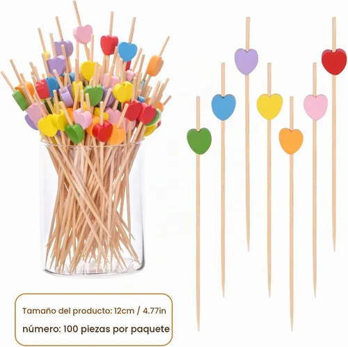 Vista 2 de JtmyAota Paquete de 100 palillos de cóctel de corazón, palillos de dientes Azul