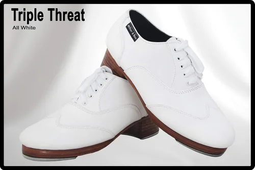 Vista 2 de Miller Ben Tap Shoes Triple Threat All White Professional Tap Shoes