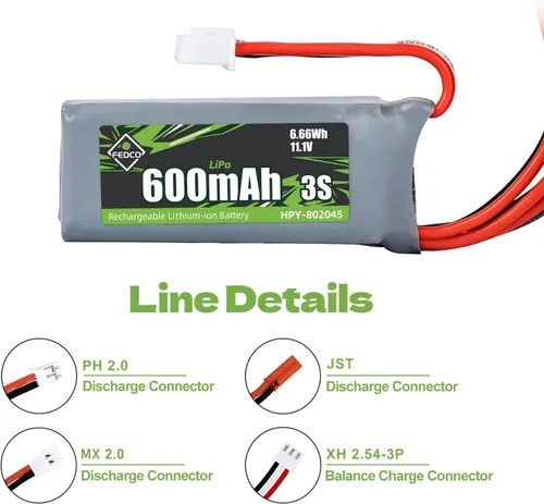 Vista 3 de baterías recargables del polímero de litio de la batería 600mAh 3S