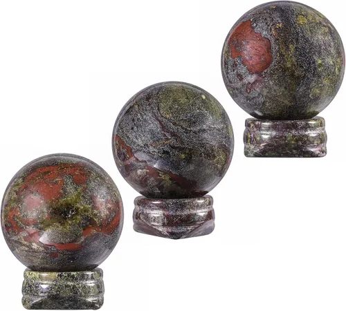 Vista 5 de SUNYIK Bola de cristal de sangre de dragón natural con soporte, escultura de esfera de cristal de piedra pulida para exhibición de Pascua