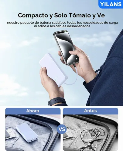 Vista 5 de YILANS Cargador portátil 50000mAh, banco de energía de 22.5W con 4 cables Azur
