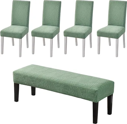 Vista 35 de CRFATOP 4 Piezas de Fundas Elásticas para Silla de Comedor con Funda para Banco Fundas Impresas para Silla de Comedor Fundas para Cojín de Asiento
