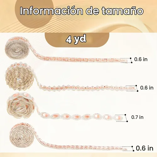 Vista 2 de Juexica Cintas autoadhesivas de diamantes de imitación de 4 yardas, 4 estilos de rollo de diamantes de imitación, cinta brillante con purpurina