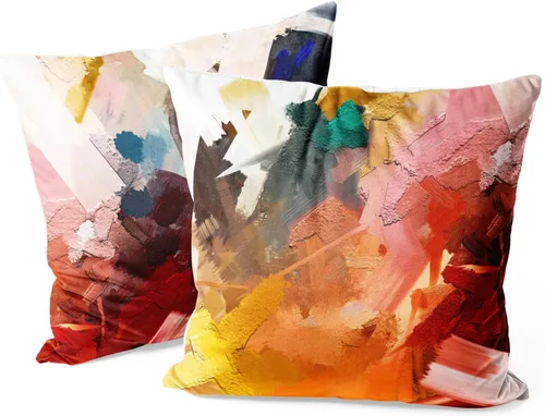 Vista 6 de Berkin Arts Fundas de almohada cuadradas decorativas para casa de campo, diseñadas con diseño abstracto de mármol, mezcla de poliéster, paquete