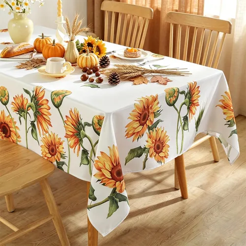 Vista 2 de MATIRUG - Mantel rectangular de verano floral amarillo girasol, 52 x 70 pulgadas