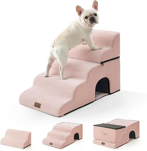 Vista 14 de COZY KISS Escaleras anchas para perros pequeños de 15.7 pulgadas de alto, escalón para mascotas para cachorros, gatos mayores, rampa curva