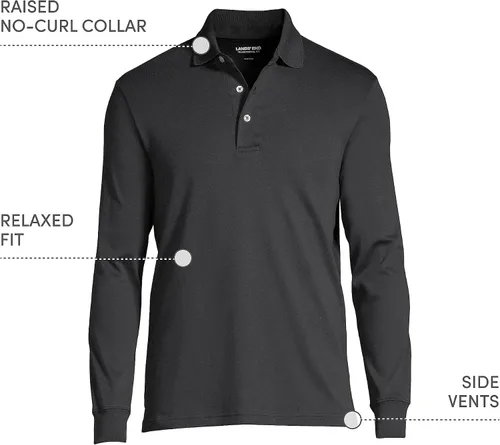 Vista 4 de Lands' End Polo de algodón Supima de manga larga para hombre