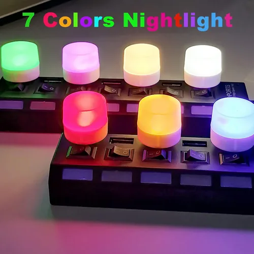 Vista 2 de Sokelinn-six Lámpara de enchufe USB, mini luz LED de noche de protección ocular, paquete de 7 luces decorativas
