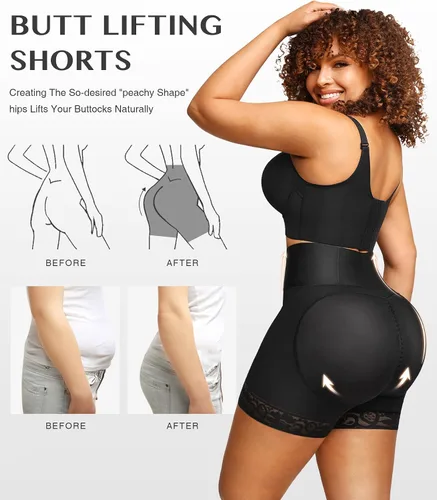 Vista 2 de FeelinGirl Shapewear - Pantalones cortos moldeadores de abdomen con ribete de encaje