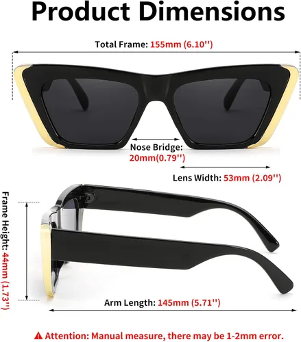 Vista 8 de FEISEDY Gafas de sol cuadradas retro con ojo de gato para mujer, gafas de sol vintage de moda con ojo de gato B2966