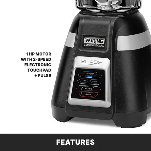 Vista 3 de Licuadora Waring Comercial BB320 de 1 HP, controles de interruptor de palanca con función de pulso, recipiente apilable de 48 onzas sin BPA