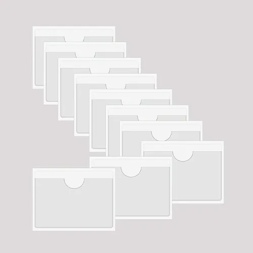 Vista 8 de Fundas adhesivas transparentes, de plástico, autoadhesivas, para tarjetas de índice, planificadores, armarios, estantes (1.18 x 3.74 pulgadas), 20