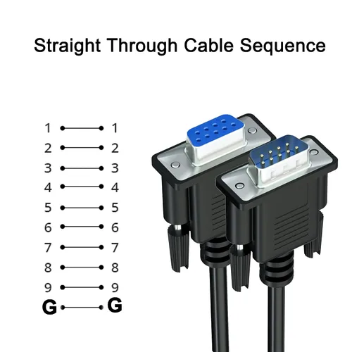 Vista 4 de Cable serie DB9 RS232 recto de 10 pies, cable DB9 macho a hembra para comunicación de datos, TV, pantalla, proyector