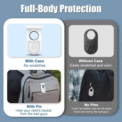Vista 7 de Funda para Galaxy SmartTag2 con pasador invisible, funda protectora completa de silicona suave antideslizante para Samsung Galaxy Smart Tag 2