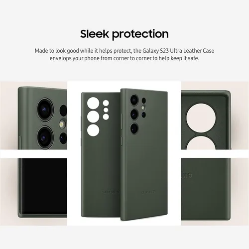 Vista 4 de Samsung Funda de piel para Galaxy S23 Ultra, funda protectora premium con protección delantera y trasera, agarre suave, versión estadounidense