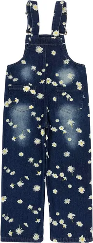 Vista 3 de Yao Mono y mamelucos para niñas de 3 a 14 años, overol con pechera para niños grandes, cinturones ajustables azules, pantalones de lentejuelas