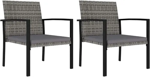 Vista 6 de vidaXL Sillas de comedor modernas, 2 piezas, silla de comedor de ratán para patio con cojín, silla de comedor de mimbre al aire libre para jardín