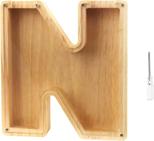 Vista 26 de TAONE Alcancía personalizada para niños, con grabado láser y letras de madera personalizadas