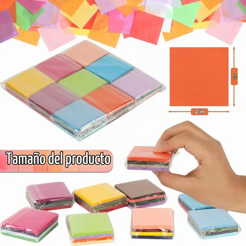 Vista 2 de Jyongmer 10800 piezas de papel de seda multicolor cuadrados, papel de seda de 2 pulgadas de colores para manualidades, papeles de seda arco iris