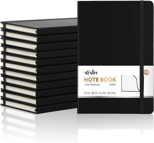 Vista 30 de ViVin Cuadernos de diario rayados para trabajo, 192 páginas, tamaño mediano de 5.5 x 8.3 pulgadas, rayado universitario, cuadernos A5 de tapa dura