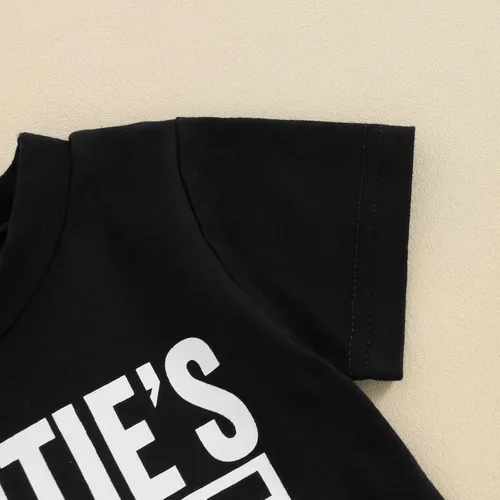 Vista 3 de Newbgclo Ropa de verano para bebé niño y niña, camiseta de manga corta con estampado de letras, camiseta de manga corta, pantalones cortos