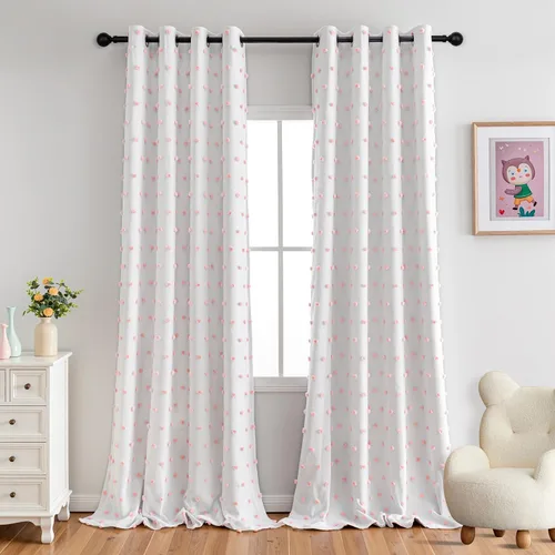 Vista 15 de MYSKY HOME - Cortinas opacas rosadas para dormitorio de niñas de 54 pulgadas de largo, cortinas cortas para tratamiento de ventanas, 100% cortinas