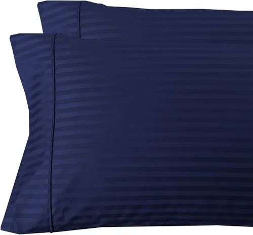 Vista 4 de sheetsnthings Juego de 2 fundas de almohada estándar de 300 hilos beige a rayas, tamaño Queen