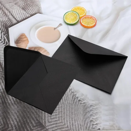 Vista 7 de 50 paquetes de sobres A7 para invitación, sobres negros de 5x7 con solapa en V, ideales para graduación, invitación, baby shower, boda y tarjetas