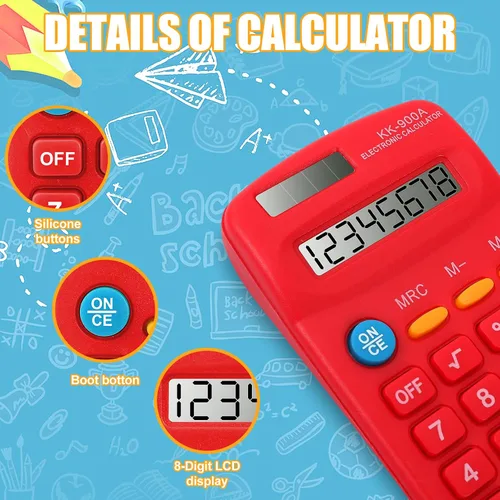 Vista 4 de Paquete de 30 calculadoras de bolsillo, mini calculadora de tamaño de bolsillo, calculadoras básicas de pantalla de 8 dígitos, calculadoras de 4